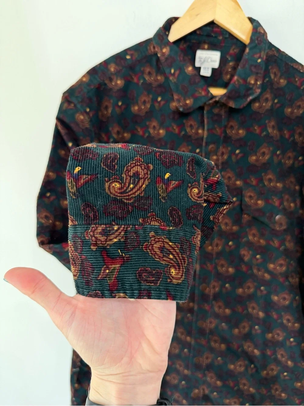 J Crew 14 Wale Corduroy Long Sleeve Button Down Shirt Paisley 2023 Men’s XL T